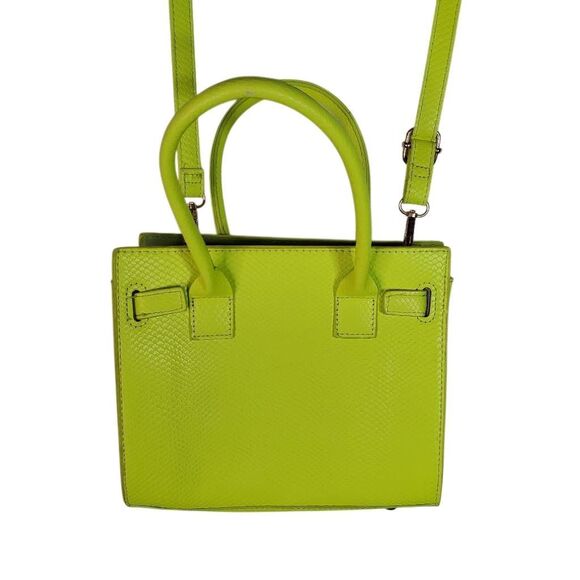 NWT PU Leather Textured Crossbody Nano Tote Bag Neon Green OS - Picture 2 of 10